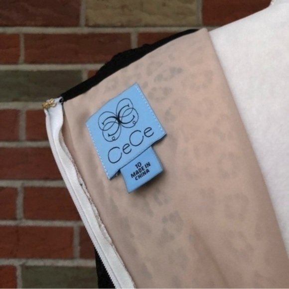 CeCe Floral Lace Sheer Black White Sleeveless Dress 👗 - Picture 9 of 10